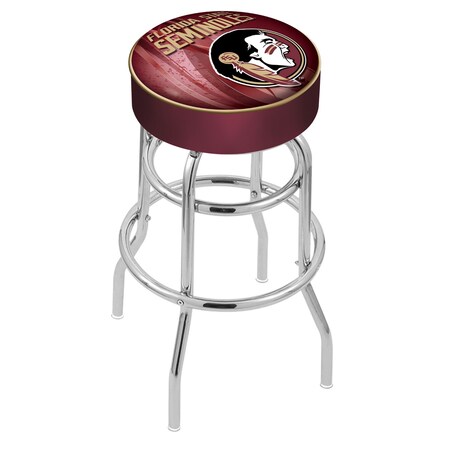 Holland Bar Stool Co 30" Florida State Head Cushion Seat, 2-Ring Chrome Swivel Bar Stool L7C130FSU-HD-D2